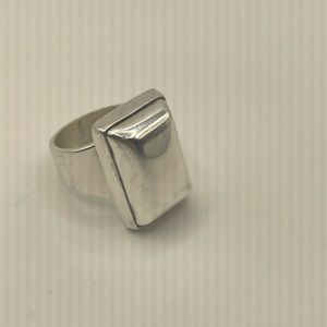 Vintage Mexico Modernist rectangle Dome Sterling Silver 925
